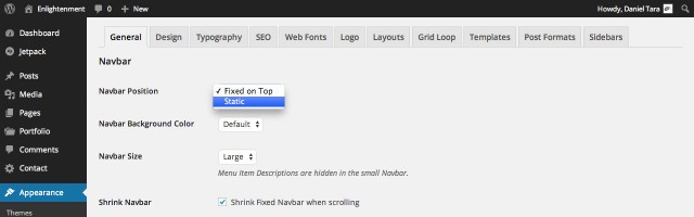 Enlightenment Navbar Position