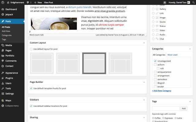 Enlightenment Post Custom Layout