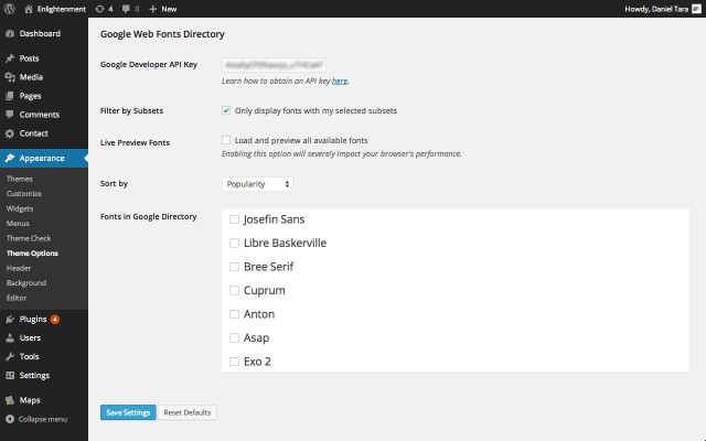 Google Web Fonts Directory