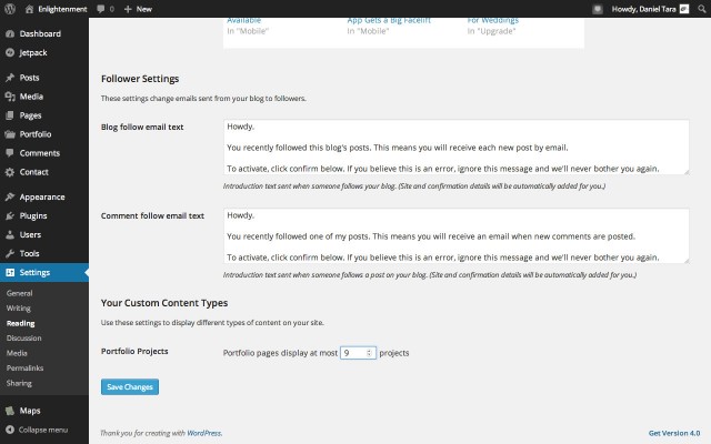 Jetpack Projects per Page