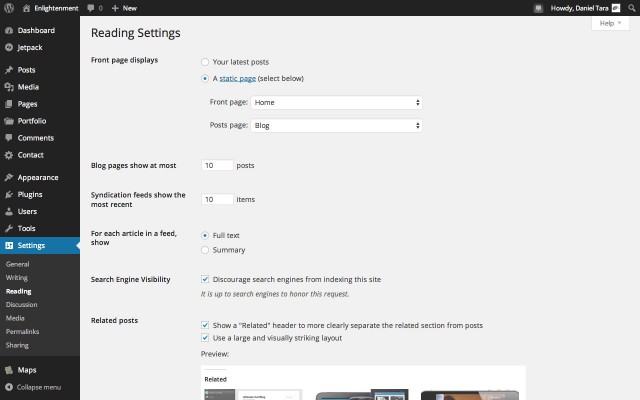 Static Front Page Setting
