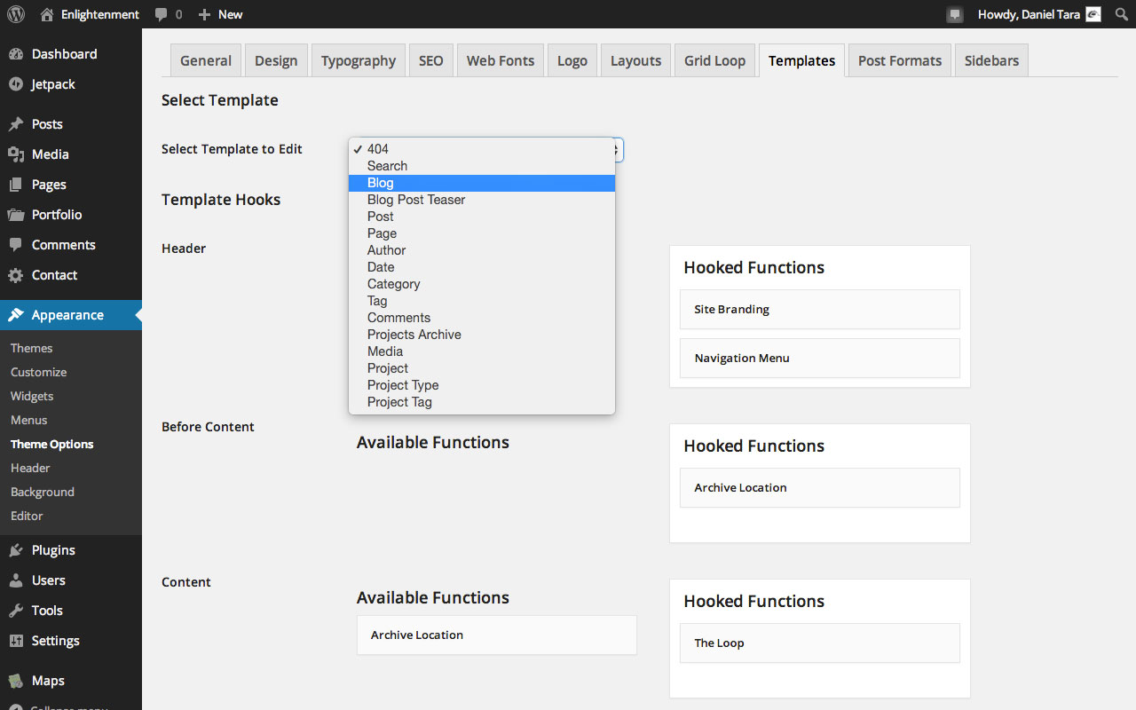 Enlightenment Documentation: The Theme’s Drag-and-Drop Template Editor ...